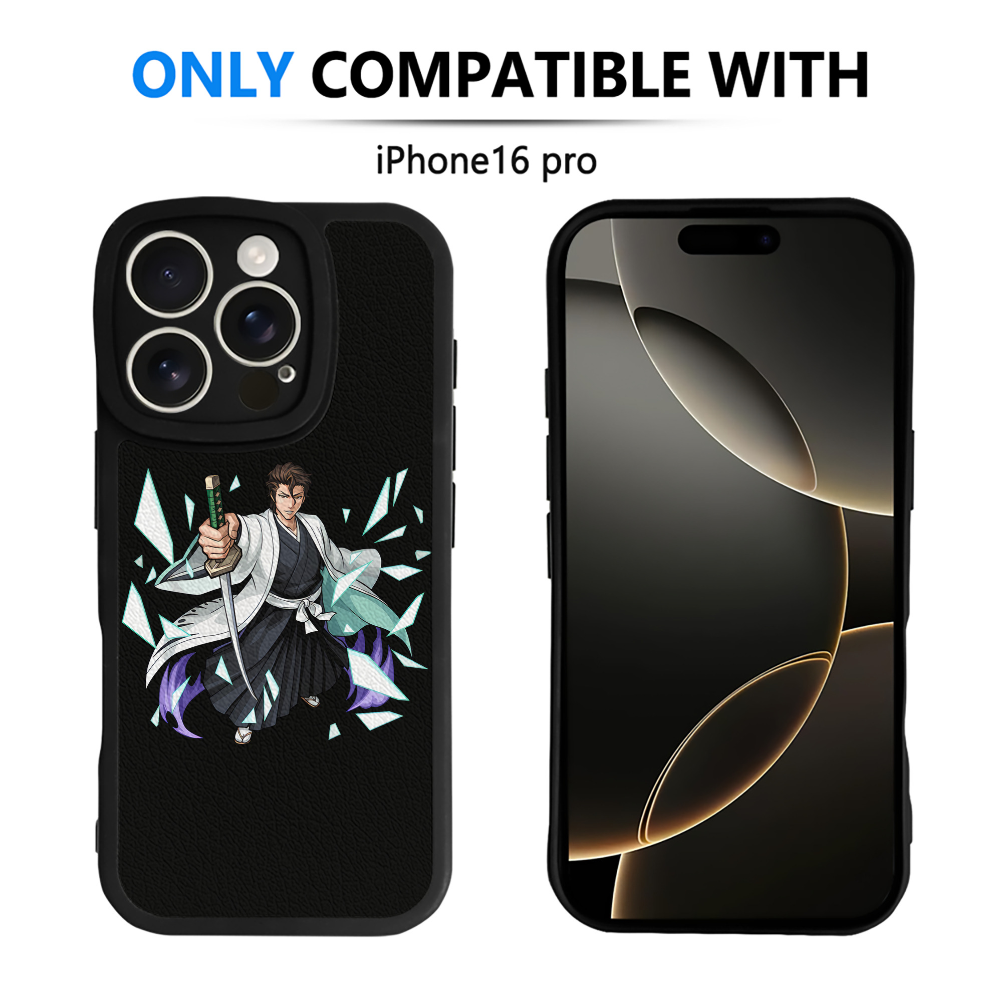 （画像用） ブリーチ 藍染 惣右介（あいぜん そうすけ） BLEACH Aizen Sousuke 【iPhone 16シリーズ対応】シリコンスマホケース（レザー調） 材質：シリコン